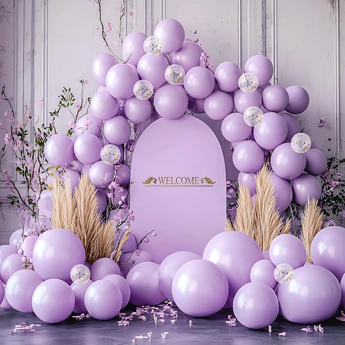 JOYIN 150 Pcs Pastel Purple Balloons, Different Sizes 18 12 10 5 Inch Pastel Purple Latex Balloon Arch Kit with Instruction for Birthday Party Graduation Wedding Holiday Decoration-CubbioJoy