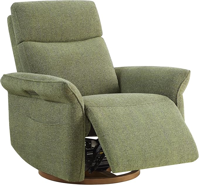 CHITA Power Recliner Chair, Electric Triple-Motor Swivel Glider Nursery Rocking Chair with Adjustable Power Headrest and Lumbar Support, GREENGARD Gold Certified, Solid Wood Base, Forest Green-CubbioJoy