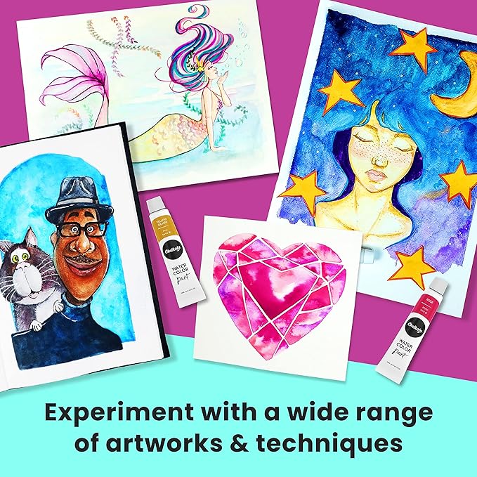 Chalkola Watercolor Paint Set for Adults, Kids, Beginner & Professional Artists - 36 Watercolor Tubes Set (12ml, 0.4oz), 10 Painting Brushes & 1 Palette | Vibrant Water Color Art Painting Supplies-CubbioJoy