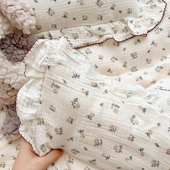 BuLuTu Cotton Muslin Kids Toddler Pillowcase with Cute Rose Flowers Super Soft Standard Nursery Pillowcase for Boys,Girls,Bedding Decor Machine Washable, Durable Pillowcase,1 Piece-CubbioJoy