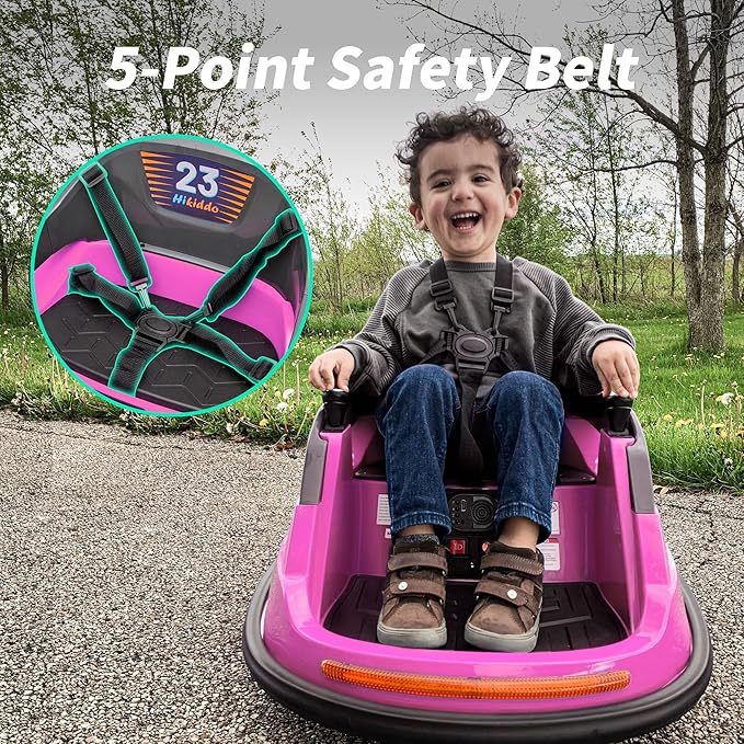 Baby Bumper Car, 6V Electric Kids Bumper Car for Toddlers with Remote Control, Bluetooth - Hot Pink-CubbioJoy