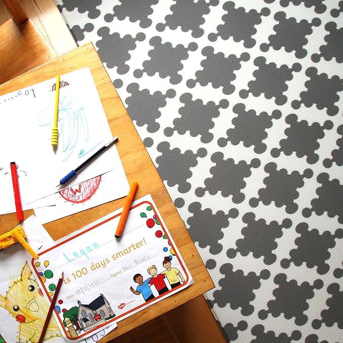 Cushmat Stylish Reversible Foam Play Mat (Large, Luxe Play - Charcoal Star) - Soft, Waterproof, Durable Play mat for Infants, Babies, Toddler, Kids & Grownup - 6.5ft x 4.5ft-CubbioJoy