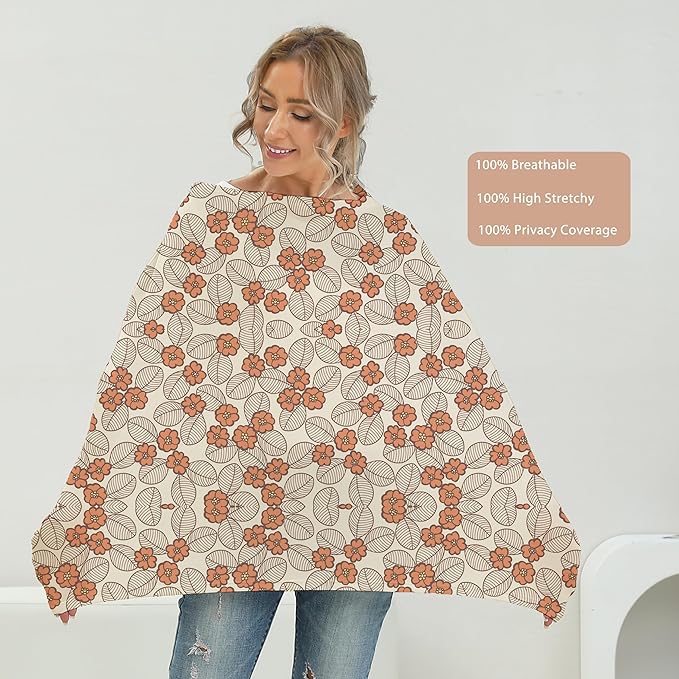 Breathable Car Seat Cover for Babies – Multi-Purpose Soft Rayon Nursing Cover for Breastfeeding, High Stretchy Infant Carseat Canopy, Stroller Cover (Smooth Rayon, Warm Floral)-CubbioJoy