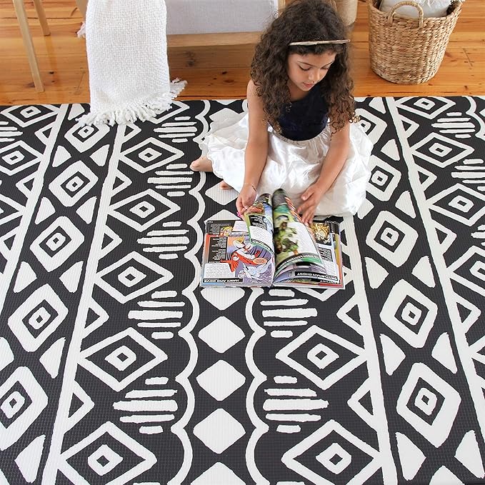 Cushmat Stylish Reversible Foam Play Mat (Large, Crystals - Black Grey) - Soft, Waterproof, Durable Play mat for Infants, Babies, Toddler, Kids & Grownup - 6.5ft x 4.5ft-CubbioJoy