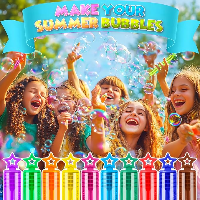 400 Pack 10 Colors Bulk Bubble Wands,Party Favors Bubbles Wand for Kids,Perfect for Summer Outdoor Toys,Goody Bags Stuffer Bubbles,Carnival Prize,Birthday,Wedding,Classroom-CubbioJoy