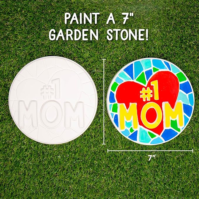 Creative Roots Paint Your Own #1 MOM Stepping Stone, Craft Kits for Kids, Ceramics to Paint, Ages 6+-CubbioJoy