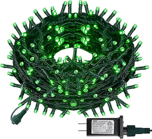 Dazzle Bright Green Christmas String Lights, 100 LED 33 FT Halloween Lights with 8 Modes, Waterproof Christmas Decorations for Indoor Outdoor Holiday Party Home Tree Decor-CubbioJoy