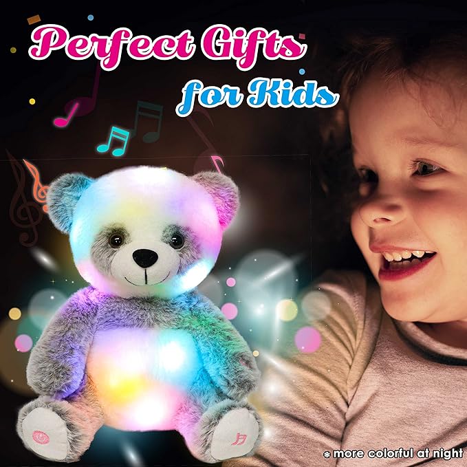 Cuteoy Light-up Singing Plush Panda LED Musical Stuffed Animal Adjustable Volume Lullaby Plushies Birthday Christmas Toy Gifts for Kids Toddler Girls, 13"-CubbioJoy
