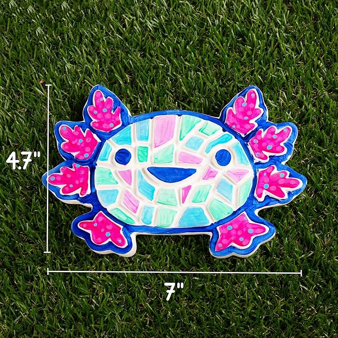Creative Roots Axolotl Stepping Stone Kit, 7-Inch Paintable Ceramic Stepping Stone, Includes 6 Acrylic Paints, Kids Crafts, Ages 8+-CubbioJoy