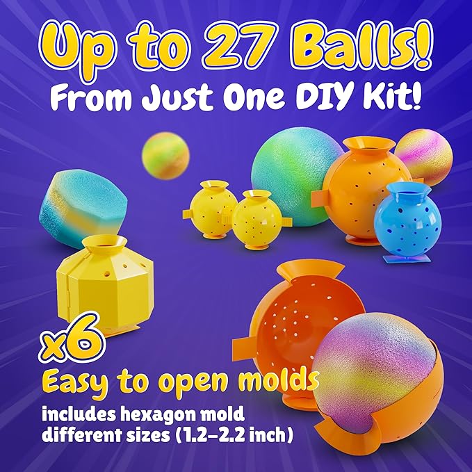 BFB DIY Super Bouncy Balls Kit - Make Your Own Ball Science Kits, Crystal Powder Girls & Boys Crafts Set, Multi-Colored Glow in the Dark DIY Kids Projects - DIY Bouncy Ball Kit Crafts for Boys & Girls-CubbioJoy