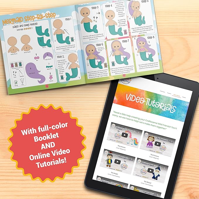 Craftorama Sewing Kit for Kids, Fun and Educational Fairytale Craft Set for Boys and Girls Age 7-12, Sew Your Own Felt Animals Craft Kit for Beginners, 165 Piece Set-CubbioJoy