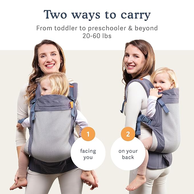 Beco Toddler Carrier - Breathable 3D Mesh Front-Carry & Backpack Style Carrier with Tall Supportive Back and Ergonomic Extra-Wide Seat for Children from 18months (20-60 lbs) - Cool Dark Grey-CubbioJoy