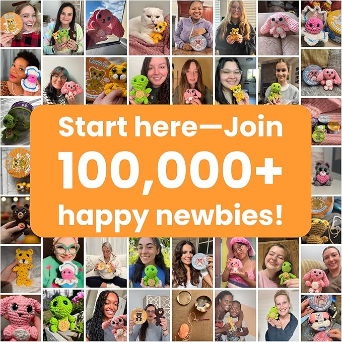 Cookie Box Crochet Kit for Beginners - Learn to Craft Amigurumi Stuffed Animals - Knitting Gift for Kids and Adults - Beginner-Friendly Yarn - Stitch-by-Stitch Video Tutorial - Bear Bruno-CubbioJoy