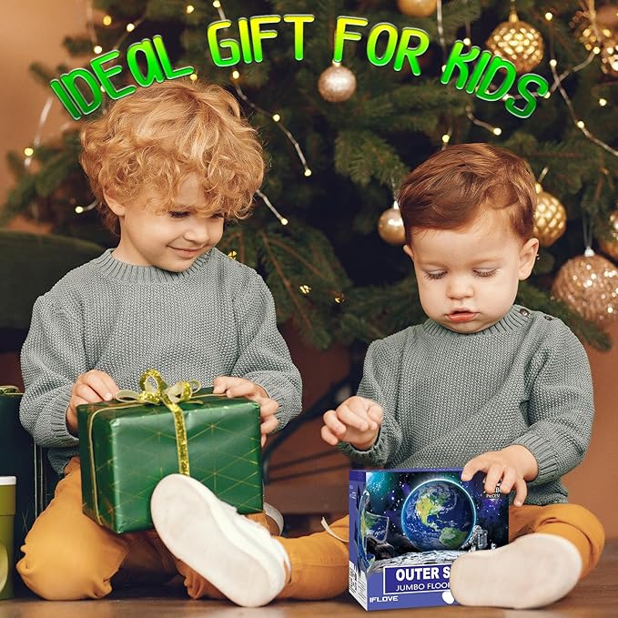 Jumbo Floor Puzzle for Kids Ages 4-8,Space Earth Jigsaw Puzzles,48 Piece Astronaut Large Puzzles for Toddler Ages 3-5,Preschool Learning Planets Earth Toys Christmas Birthday Gift for Boys Girls-CubbioJoy