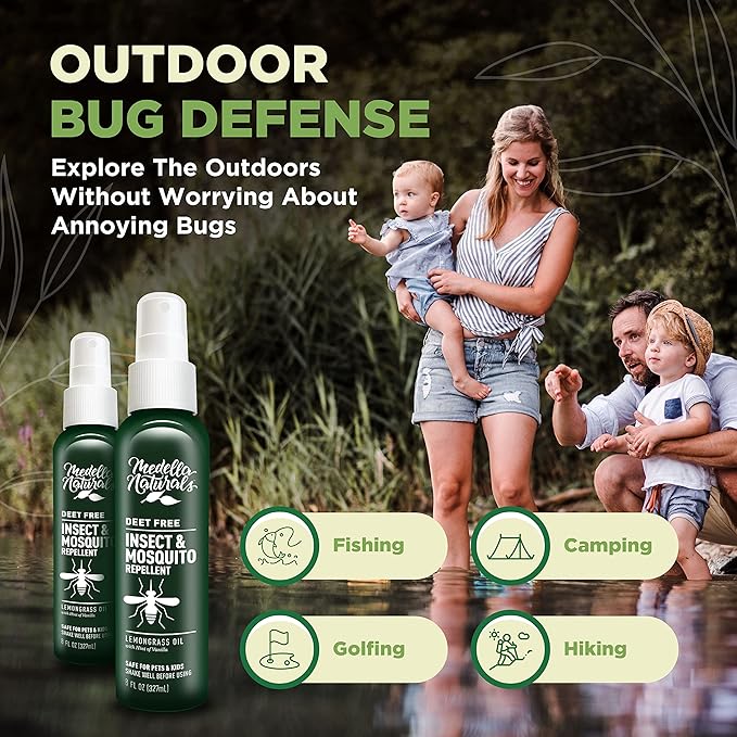 Deet-Free Insect & Mosquito Repellent 8oz – Nice Smelling Insect Repellent with Lemongrass Oil Safe for Pets and Kids – Bug Spray Against Mosquitoes, Gnats, Black Flies, No-See-ums, and Other Insect-CubbioJoy