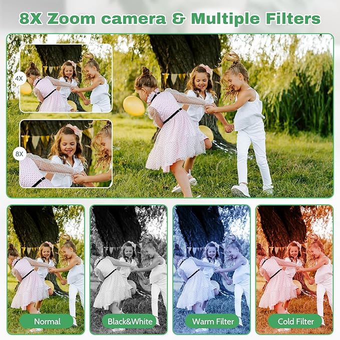 Digital Camera FHD 1080P Video & 8X Digital Zoom - Compact Point and Shoot Digital Camera with 2.4" Screen, 800mAh Rechargeable Battery - Portable Small Camera for Kids Teens Girls Boys(Silver)-CubbioJoy