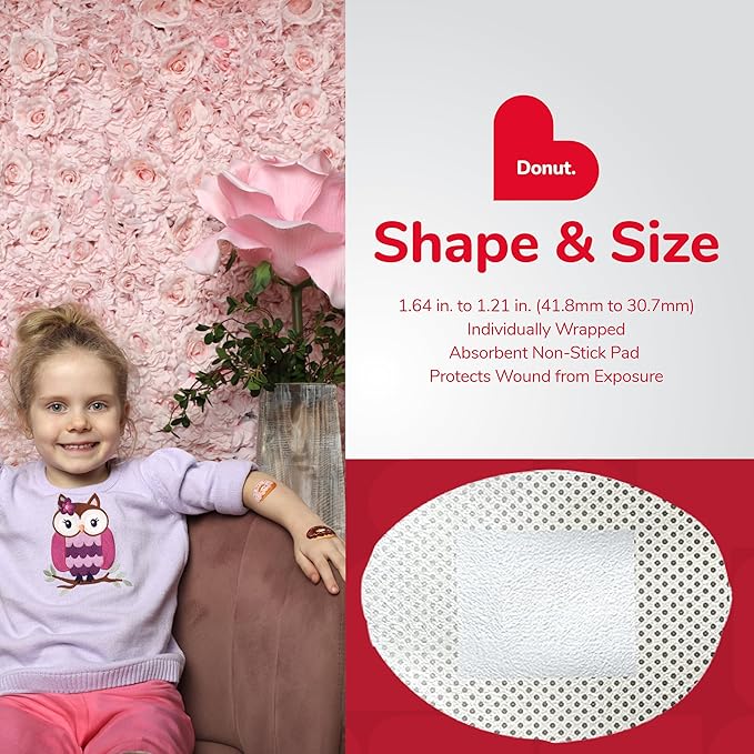 BioSwiss Bandages, Donut Shaped Self Adhesive Bandage, Latex Free Sterile Wound Care, Fun First Aid Kit Supplies for Kids, 50 Count-CubbioJoy