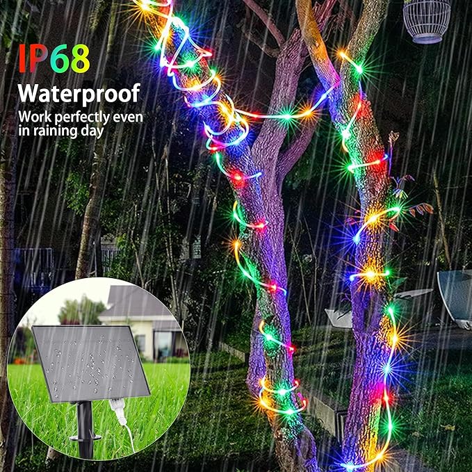 66FT Solar Rope Lights Outdoor Waterproof, 18 Colors Changing 200 LED String Light USB & Solar Powered with Remote, Tube Light Fairy Lighting for Outside Patio Fence Pool Christmas Decor-CubbioJoy