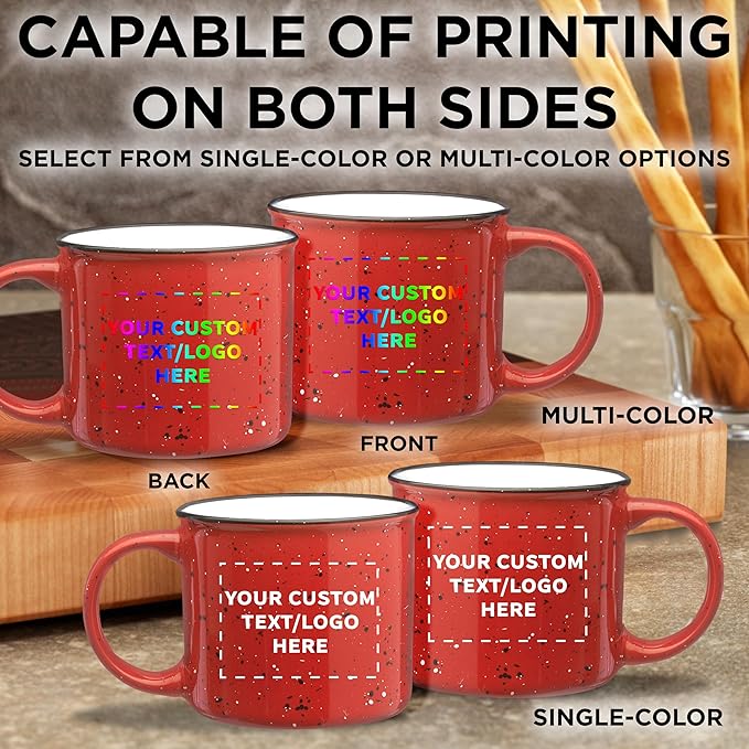 DISCOUNT PROMOS Custom Ceramic Campfire Coffee Mugs 13 oz. Set of 50, Personalized Bulk Pack - Perfect for Tea, Espresso, Cappuccino, Hot Cocoa - Red-CubbioJoy