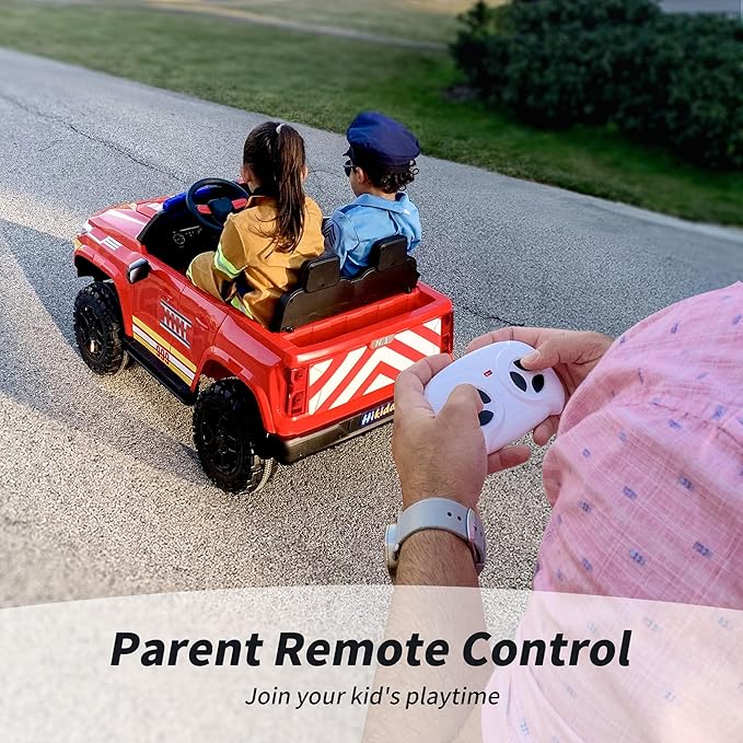 24V 10Ah Electric Police Car Ride on Toy for Big Kids, 4WD 2 Seater Kids Ride on Car SUV w/Remote Control, 4x200W Motors - Red-CubbioJoy