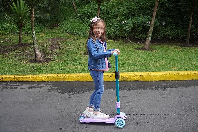 3 Wheel Scooter for Kids Ages 6-12,Kids Scooter with Light Up Wheels, Sturdy Deck Design, and 4 Height Adjustable Suitable for Kid Ages 3-12-CubbioJoy