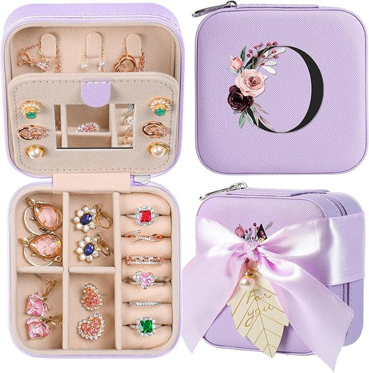 AYGXU Travel Jewelry Box for Women and Girls - Small Case With Initial A-Z - Teacher Gifts-CubbioJoy