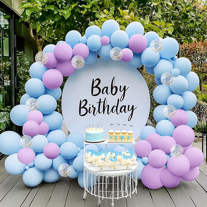 JOYIN 150 Pcs Pastel Blue Balloons, Different Sizes 18 12 10 5 Inch Pastel Blue Latex Balloon Arch Kit with Instruction for Birthday Party Graduation Wedding Holiday Decoration-CubbioJoy