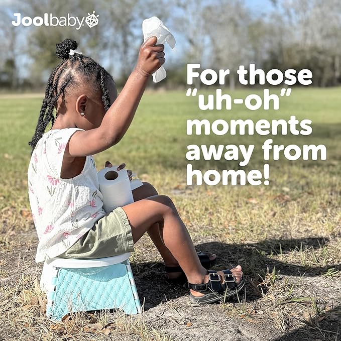 Jool Baby Portable Potty Training Chair with Travel Bag and 30 Liners, Foldable, Indoor/Outdoor Use, Camping (Aqua)-CubbioJoy