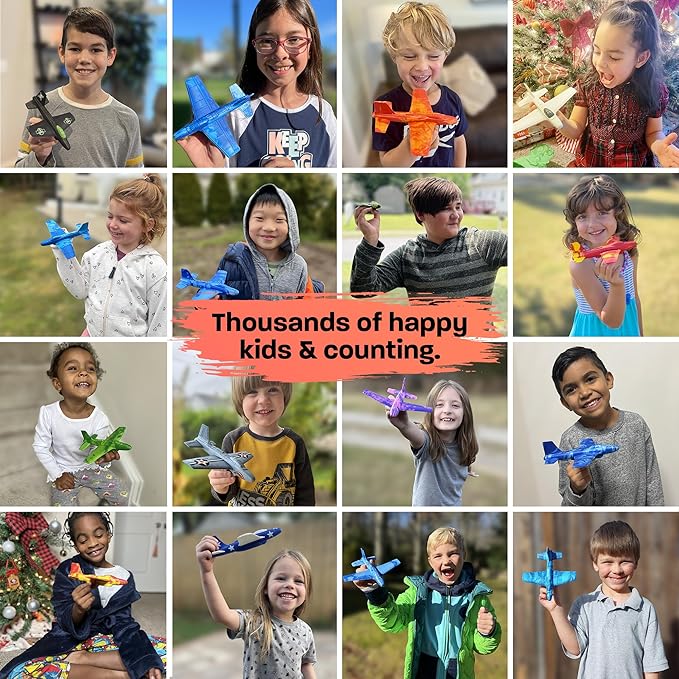 Airplane Toy Foam Glider Plane for Kids: Best Outdoor Toys for Boys & Girls All Ages. Easter Basket Stocking Stuffers Birthday Gift Ideas. Summer Yard Games Great Gifts for Age 4 5 6 7 8 9 Year Olds-CubbioJoy