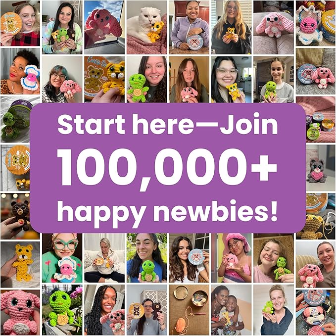 Cookie Box Crochet Kit for Beginners - Learn to Craft Amigurumi Stuffed Animals - Knitting Gift for Kids and Adults - Beginner-Friendly Yarn - Stitch-by-Stitch Video Tutorial - Koala Coal-CubbioJoy