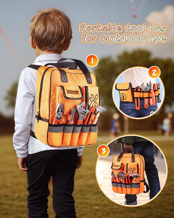 36Pcs Kids Tool Set, Toddler Tool Construction Toys with Belt & Electronic Drill for Boys Girls 3-5, Sturdy Tool Bag Suitable for Outdoor Use-CubbioJoy