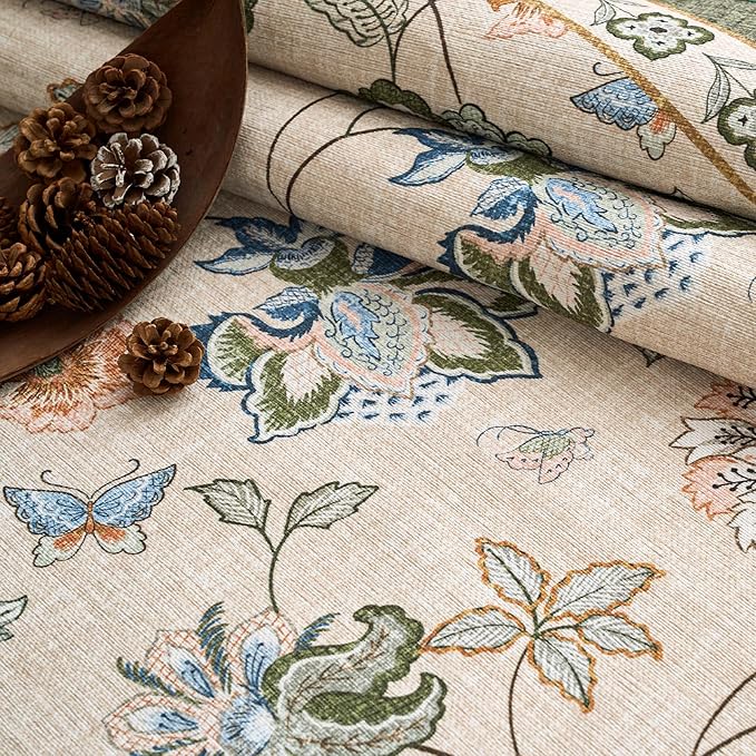 jinchan 3x10 Floral Runner Rug for Hallway Washable Kitchen Runner Vintage Romance Design Non Slip Thin Indoor Floor Cover Low-Profile Throw Carpet for Entryway Bathroom Bedroom Porch, Green/Beige-CubbioJoy