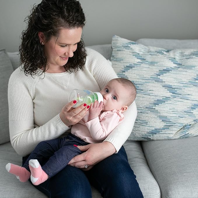 Dr. Brown's Natural Flow Anti-Colic Options+Wide-Neck Baby Bottle, 5 oz/150 mL, Level 1 Nipple, 1-Pack, 0m+-CubbioJoy