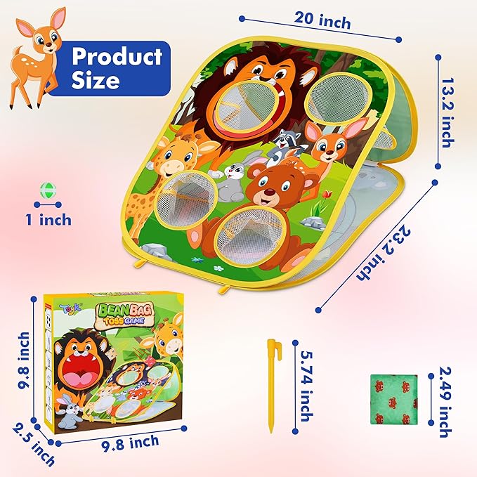 Animal Bean Bag Toss Game Toy Outdoor Toss Game, Family Party Party Supplies for Kids, Gift for Boys Birthday or Christmas for Toddlers Ages 3 4 5 6 Year Old-CubbioJoy
