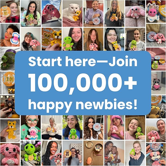 Cookie Box Crochet Kit for Beginners - Learn to Craft Amigurumi Stuffed Animals - Knitting Gift for Kids and Adults - Beginner-Friendly Yarn - Stitch-by-Stitch Video Tutorial - Oyster Pearl-CubbioJoy