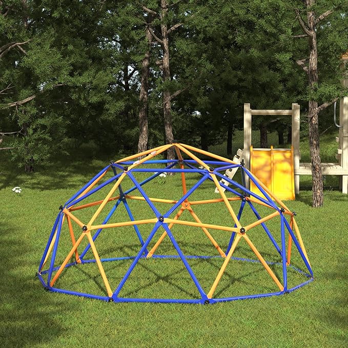 JAXPETY 10 FT Climbing Dome, Toddler Outdoor Climbing Toys, Kids Jungle Gym for Backyard, Playground Doorway Geometric Dome for Kids 8-12 Climber, Metal Outside Climbing Gym, Capacity 500 Lbs-CubbioJoy
