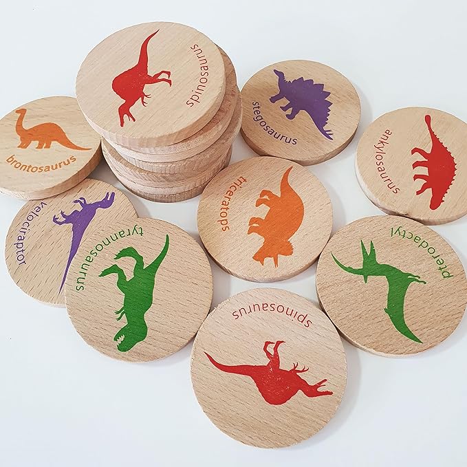bee smart Wooden Memory Game - Matching Memory Game for Kids 3 and Up, 16Pcs | Educational Toy for Preschool Toddlers Board Games (Dinosaurs)-CubbioJoy