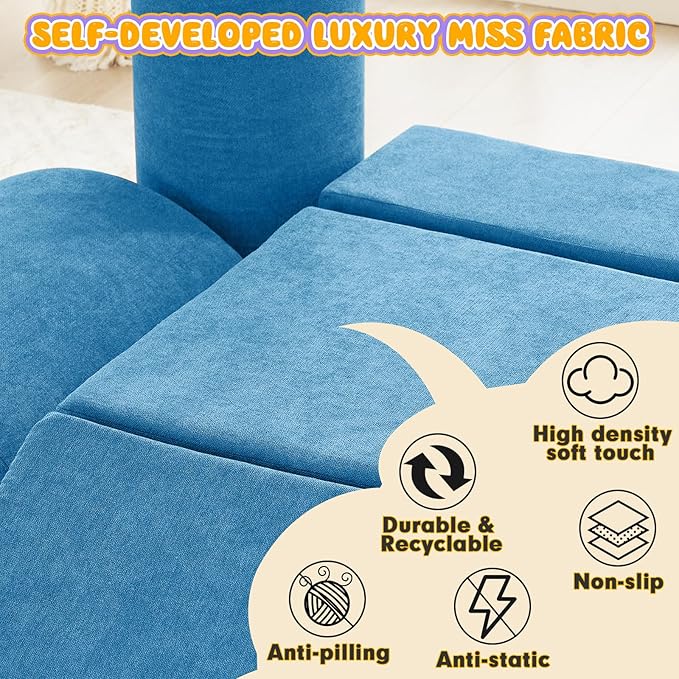 Jela Foam Blocks - Soft Play Equipment with 6 Luxury Miss Fabric Climbing Blocks for Toddlers, Babies & Kids - Lightweight Climb & Crawl Playset-CubbioJoy