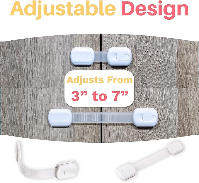 6-Pack Child Proof Locks for Cabinet Doors, Drawers, Fridge, Toilet Seat, Dishwasher, Trash Can, Cupboard - 3M - No Drilling - Child Safety Locks for Cabinets and Drawers - Baby Proofing Cabinets Lock-CubbioJoy