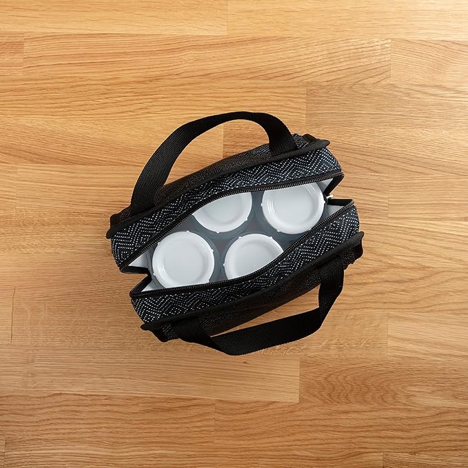 Dr. Brown's Fold & Freeze Bottle Tote, Travel Baby Bottle Insulated Cooler Bag, Store Up to 6 Baby Bottles, Black, BPA Free-CubbioJoy