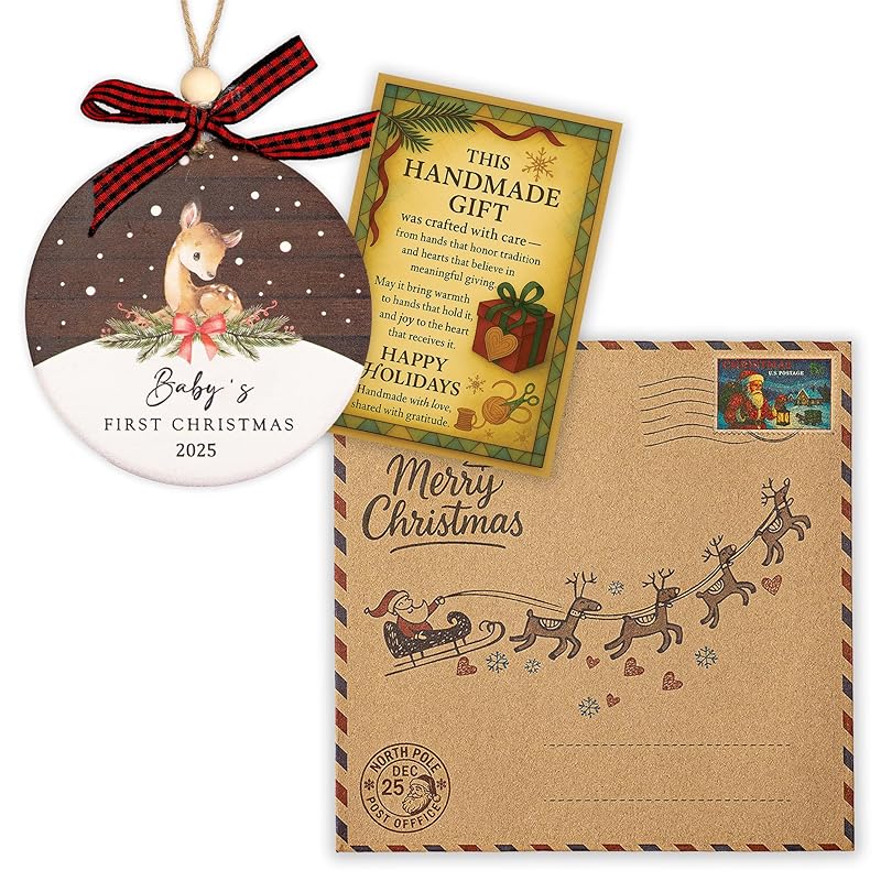 Baby's First Christmas Ornament 2025, New Baby Ornament for Girls Boys, Baby Announcement, Family Tree Xmas Ornament, Baby 1st Christmas Ornaments, Christmas Tree Hanging Decorations, Baby Gift-CubbioJoy