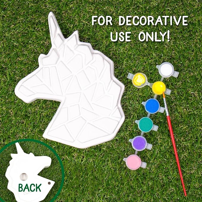Creative Roots Mosaic Unicorn Stepping Stone, Includes 7-Inch Ceramic Stone & 6 Vibrant Paints, DIY Garden Stepping Stone Kit for Kids Ages 6+-CubbioJoy