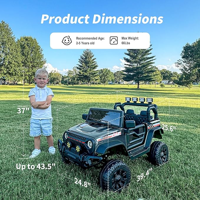 12V Kids Ride on Car Truck, Kids Electric Vehicles Car Ride on Toy for Toddlers 3-5 with Remote Control - Black-CubbioJoy