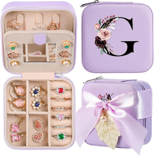 AYGXU Travel Jewelry Box for Women and Girls - Small Case With Initial A-Z - Teacher Gifts-CubbioJoy