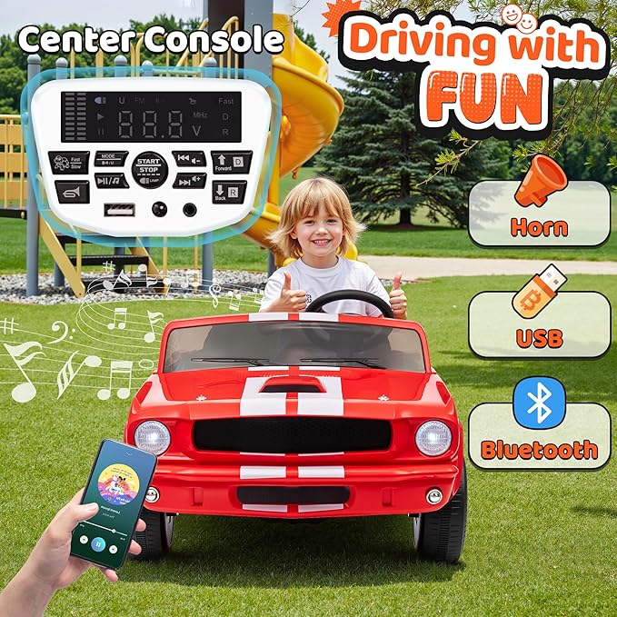 24V 2 Seater Ride on Toys, Licensed Shelby Cobra Kids Power Car Wheeler Ride On Toy w/ 2WD/4WD Switchable, Remote Control, 19" Spacious Seat, 4 Spring Suspension, Music, Bluetooth-CubbioJoy
