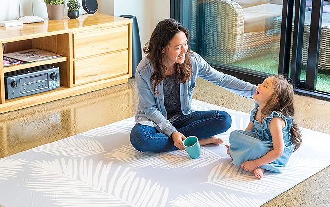 Cushmat Stylish Reversible Foam Play Mat (Large, Alpha - Palm Gray) - Soft, Waterproof, Durable Play mat for Infants, Babies, Toddler, Kids & Grownup - 6.5ft x 4.5ft-CubbioJoy