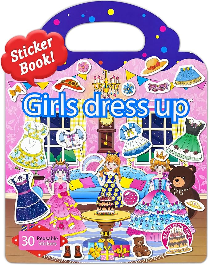 Benresive Reusable Sticker Book for Toddlers 2-4 Years, Fun Travel Stickers for Kids, Waterproof Sticker Books for Toddlers 1-3, Crafts Activities for Todddlers 1-3 2-4 3-5 - Dress Up-CubbioJoy