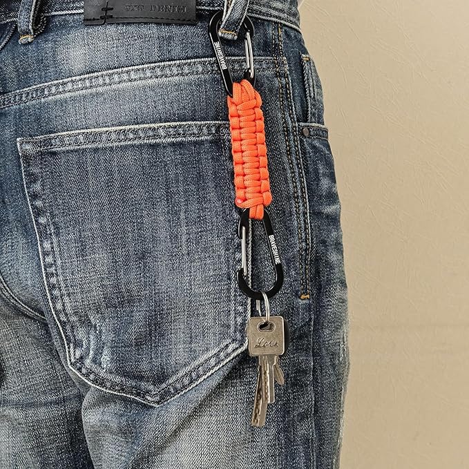 BRAVESHINE Paracord Keychain Carabiner Clip, D Ring Lanyard Hanger Stroller Hook for Water Bottle, Key, Backpacks, Men, Women-CubbioJoy