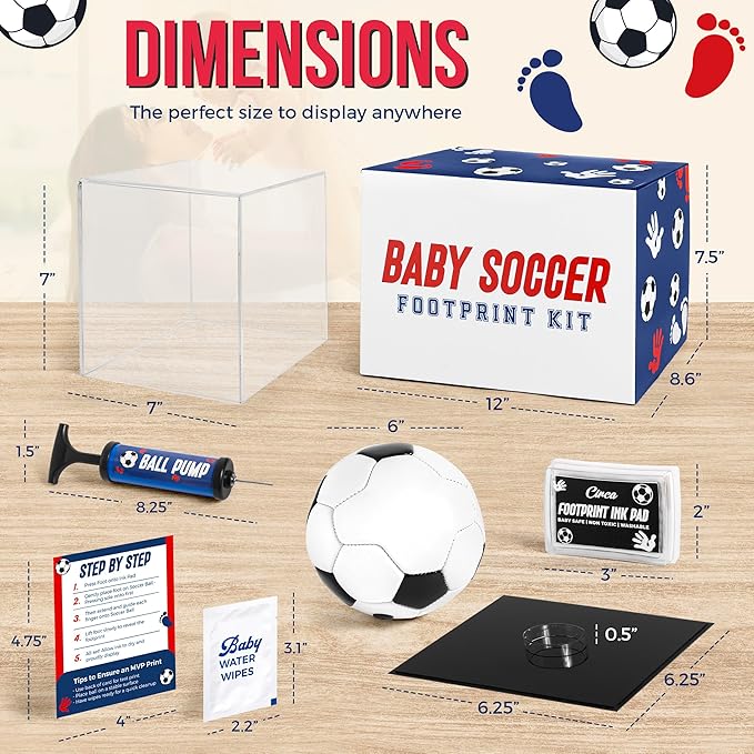 Circa Print Baby Soccer Ball Handprint Kit, Ink Pad for Hand and Footprints - Unique Keepsake for Dads, Baby Shower Present for Moms, Newborn Gift-CubbioJoy