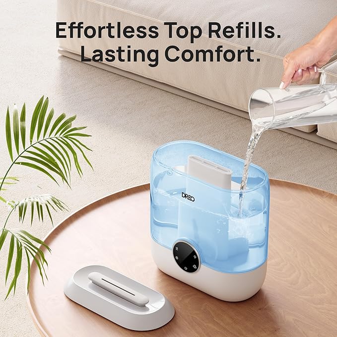 Dreo Smart Humidifiers for Bedroom, 6L Top Fill Supersized Cool Mist Humidifier for Large Room, 60 Hour Runtime, Quiet Ultrasonic Humidifiers for Plants, Baby, Indoor, Home, Night Light, Blue-CubbioJoy